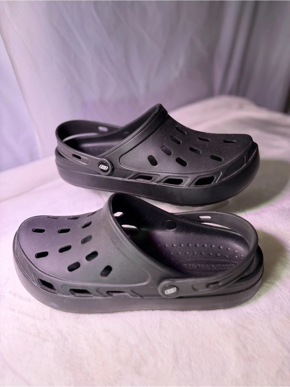 Skechers Men's Black Slip-On Clog Sandals with Back Strap
